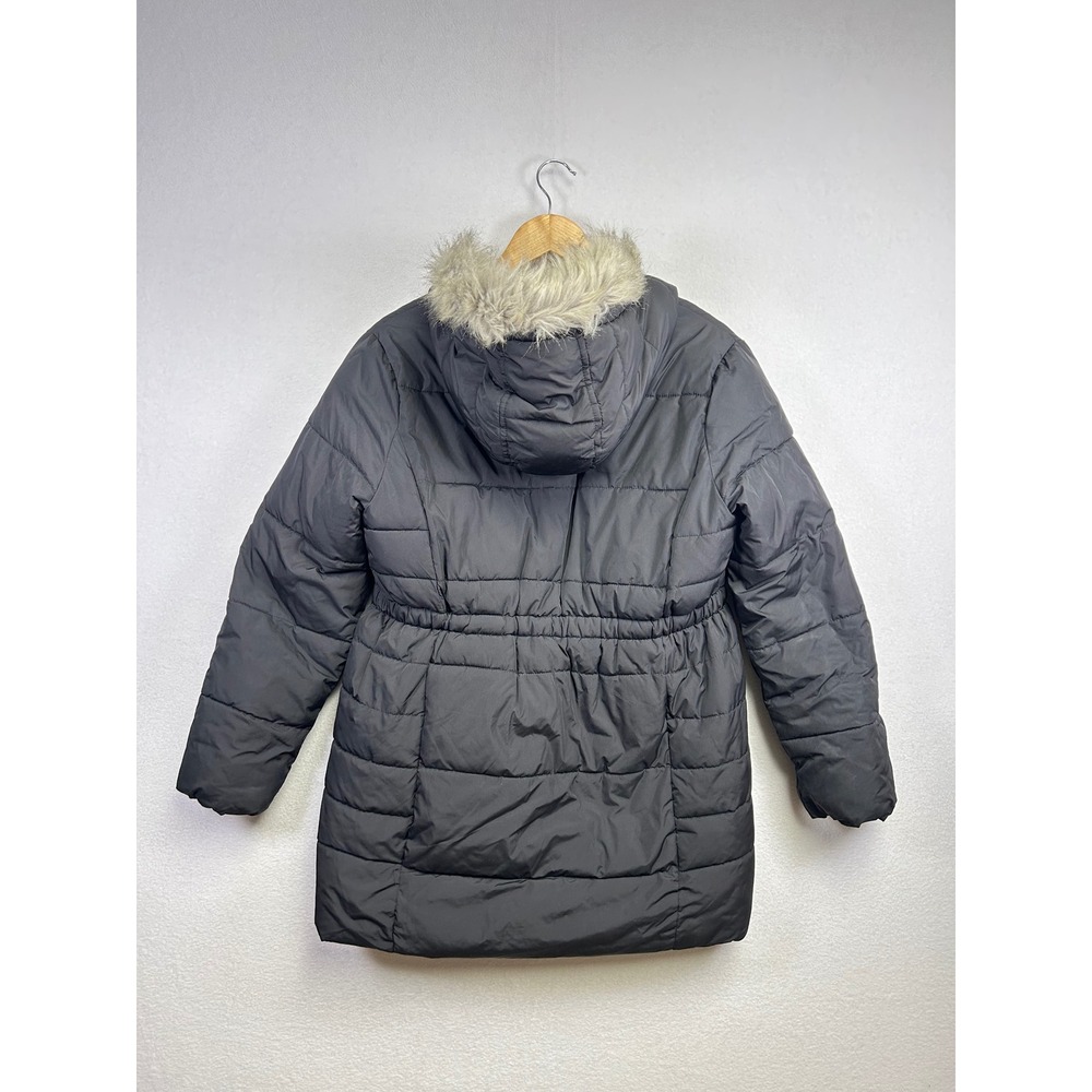 Childrens Place Girls Black Puffer Coat Faux Fur Hood Lined Winter Warm XXL 16 - Picture 8 of 13
